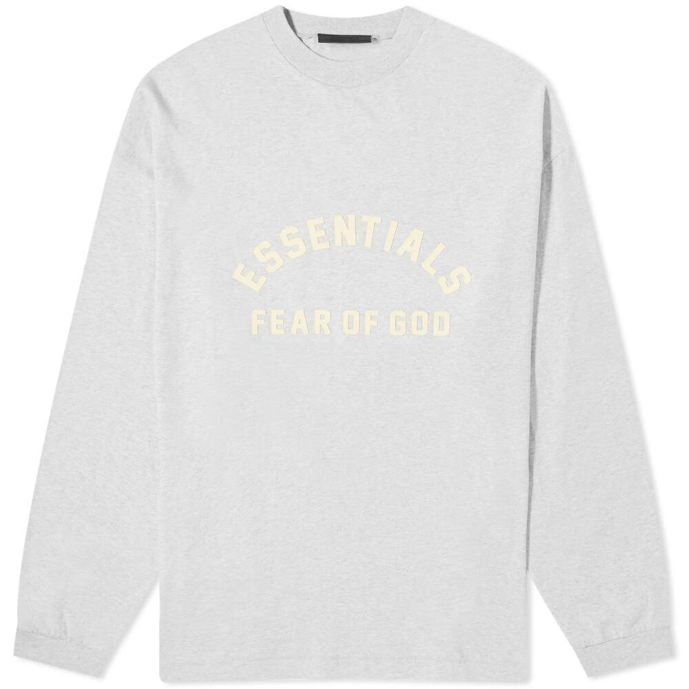 Fear of God ESSENTIALS Men's Spring Long Sleeve Printed T-Shirt in Light Heather Grey Cover