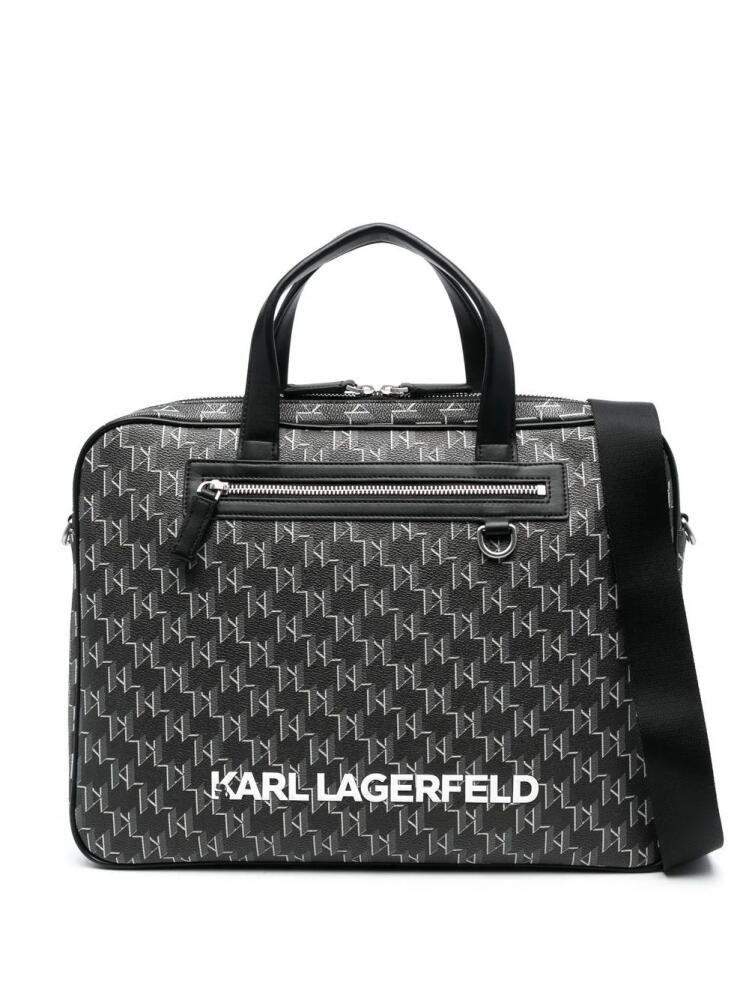 Karl Lagerfeld monogram-print faux-leather briefcase - Black Cover