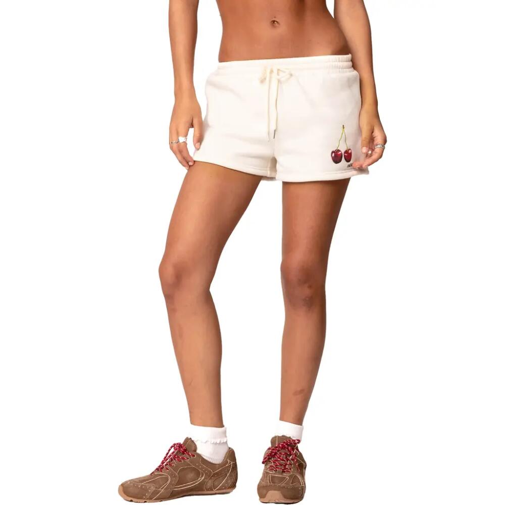 EDIKTED Mon Cheri Tie Waist Shorts in Cream Cover