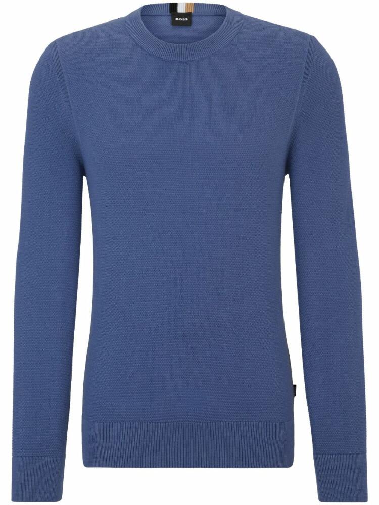 BOSS crew-neck cotton jumper - Blue Cover