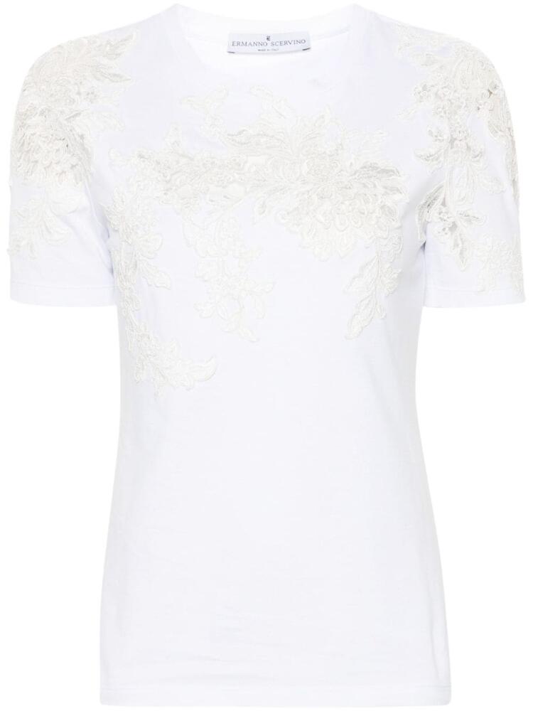 Ermanno Scervino floral-appliqué cotton T-shirt - White Cover