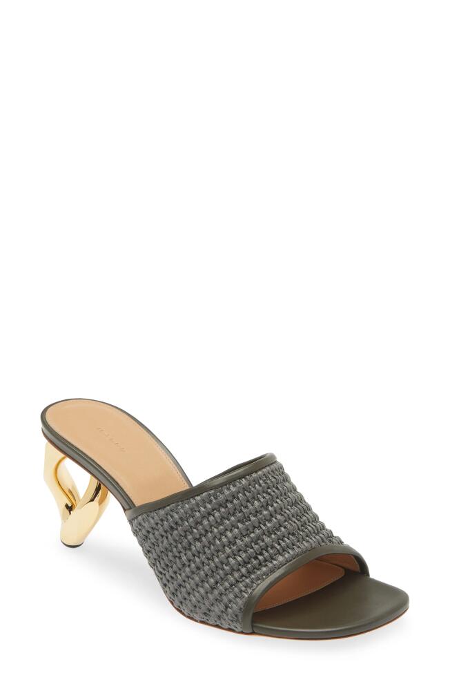 JW Anderson Chain Heel Raffia Slide Sandal in Military Green Cover