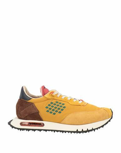 Bepositive Man Sneakers Mustard Soft Leather, Textile fibers Cover