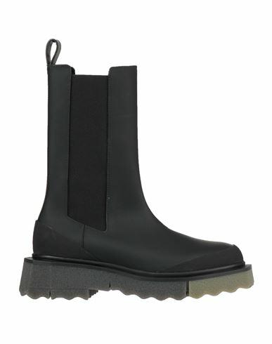 Off-white Woman Boot Black Rubber, Textile fibers Cover