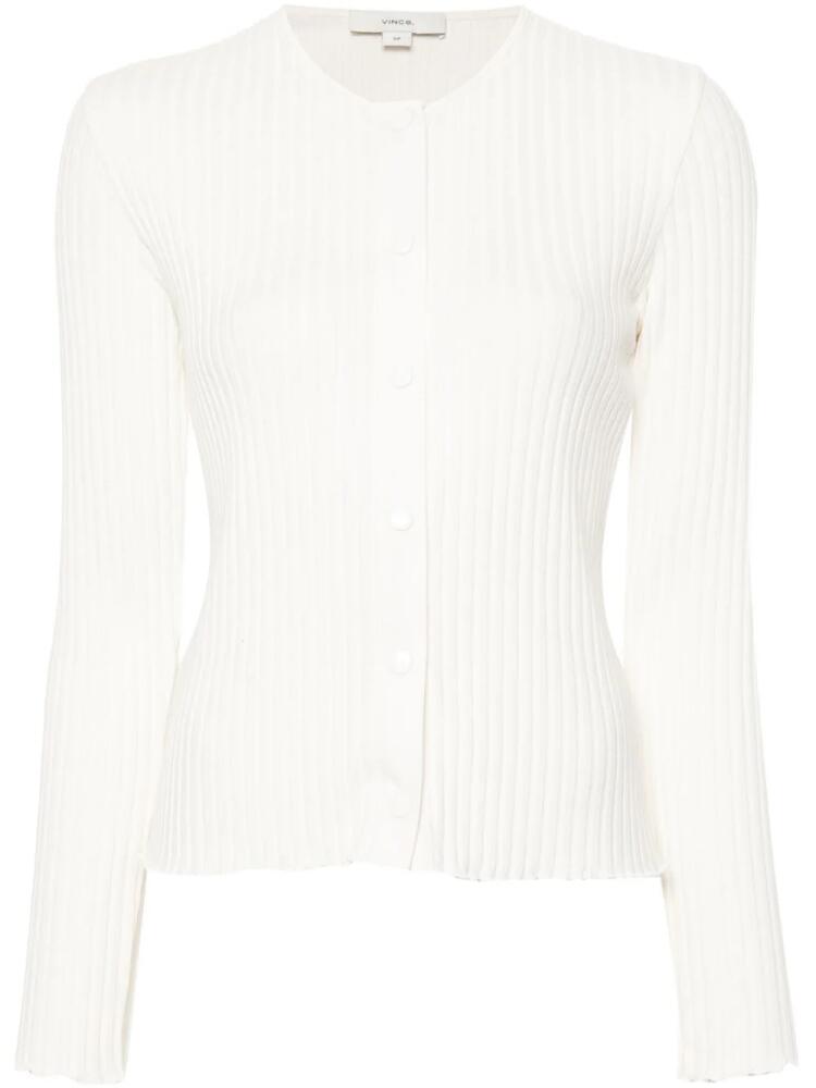 Vince scallop-edge ribbed-knit cardigan - White Cover