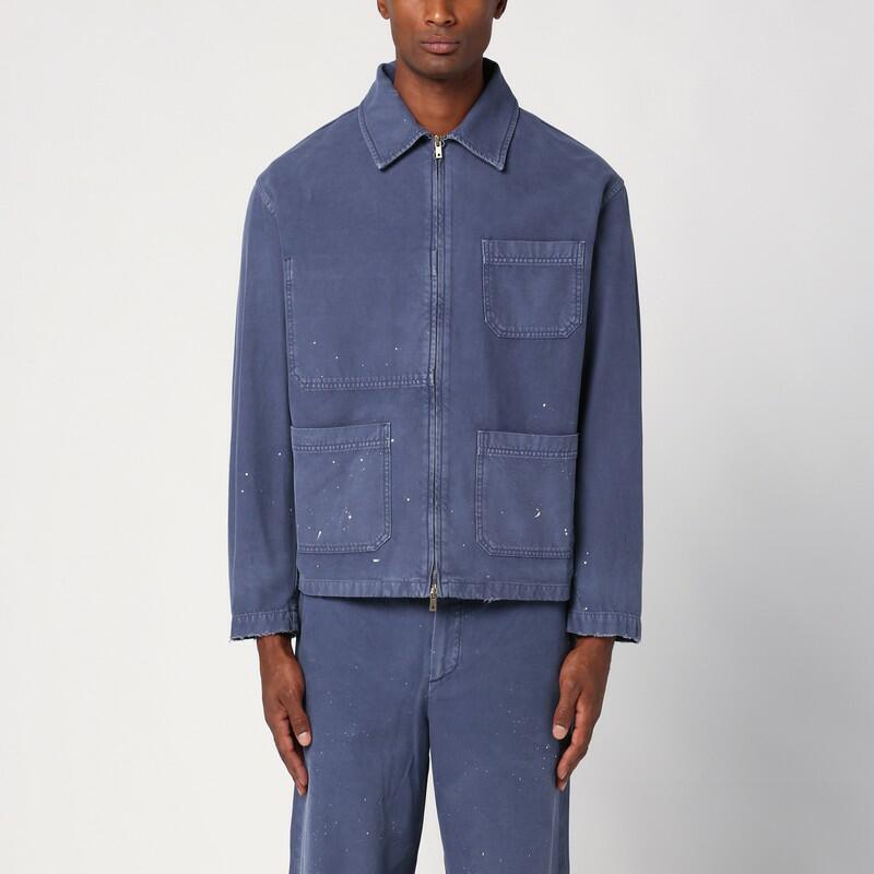 Golden Goose Blue cotton shirt jacket with splash details Cover