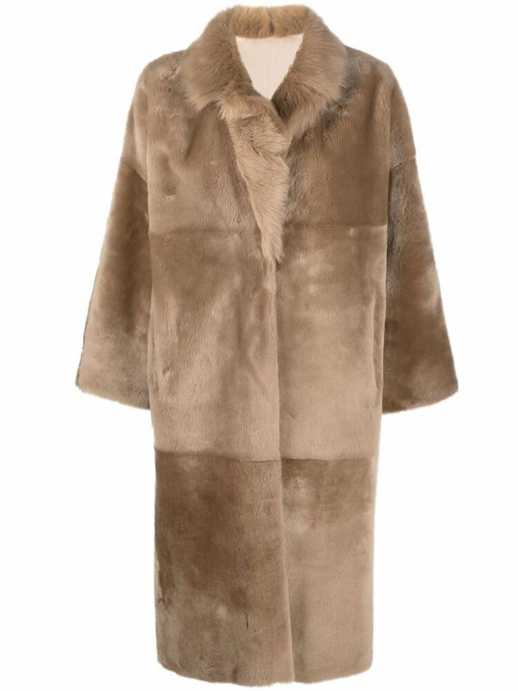 Liska reversible single-breasted shearling coat - Neutrals Cover