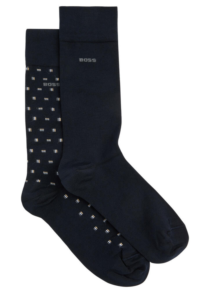 Boss Logo Cotton-blend Socks - set of two - Blue Cover