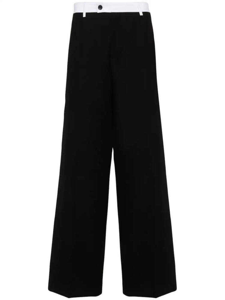 Wales Bonner contrasting-waistband wool trousers - Black Cover