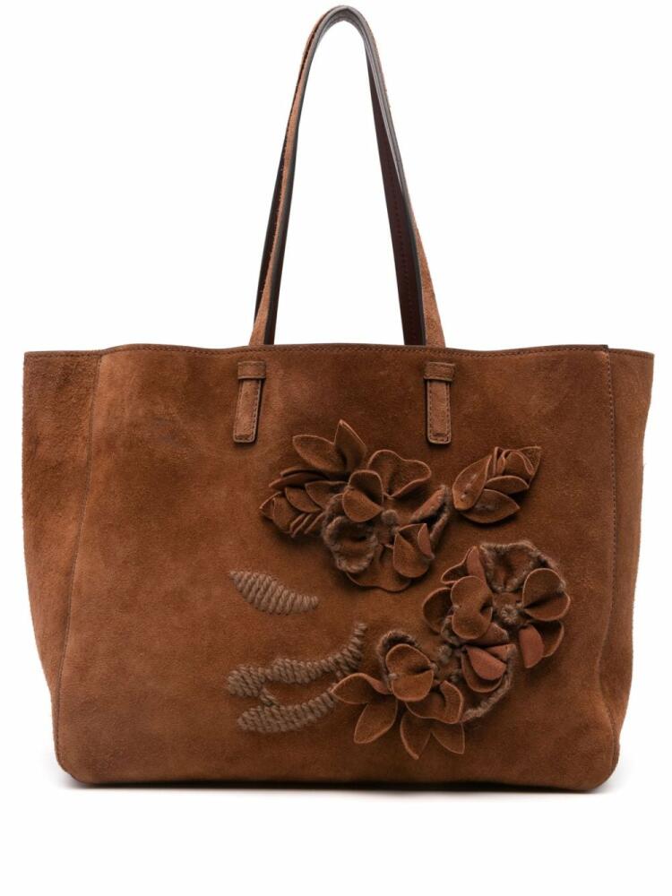 Ermanno Scervino floral-appliqué tote bag - Brown Cover