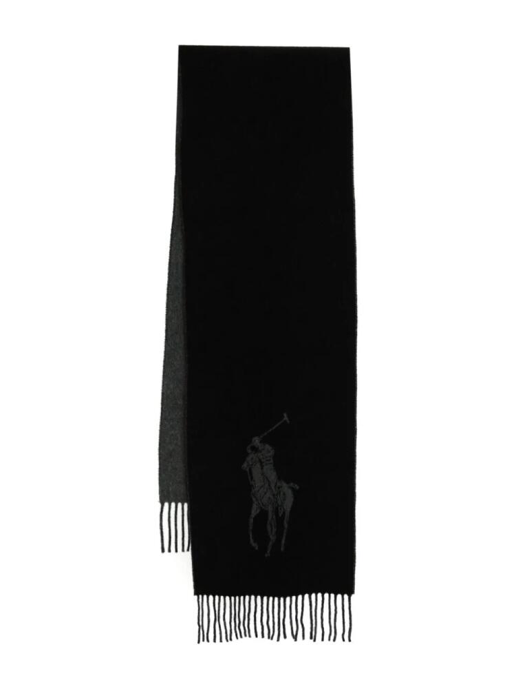 Polo Ralph Lauren fringed logo-print scarf - Black Cover