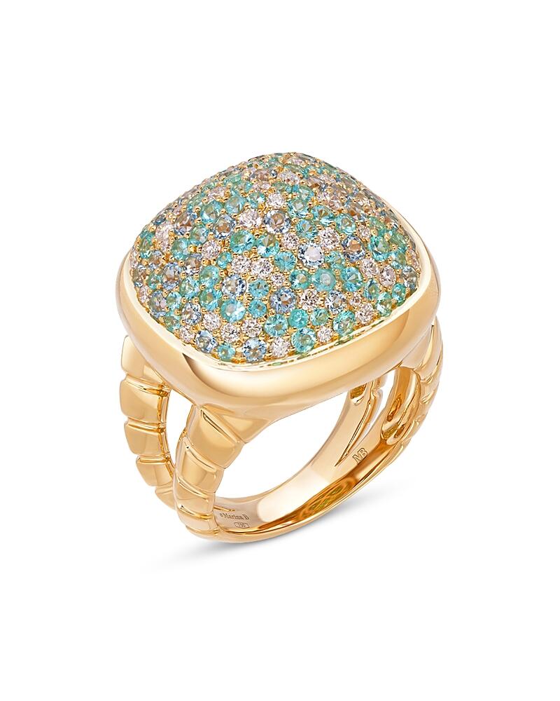 Marina B 18K Yellow Gold Tigella Diamond, Paraibas & Topaz Pave Ring Cover