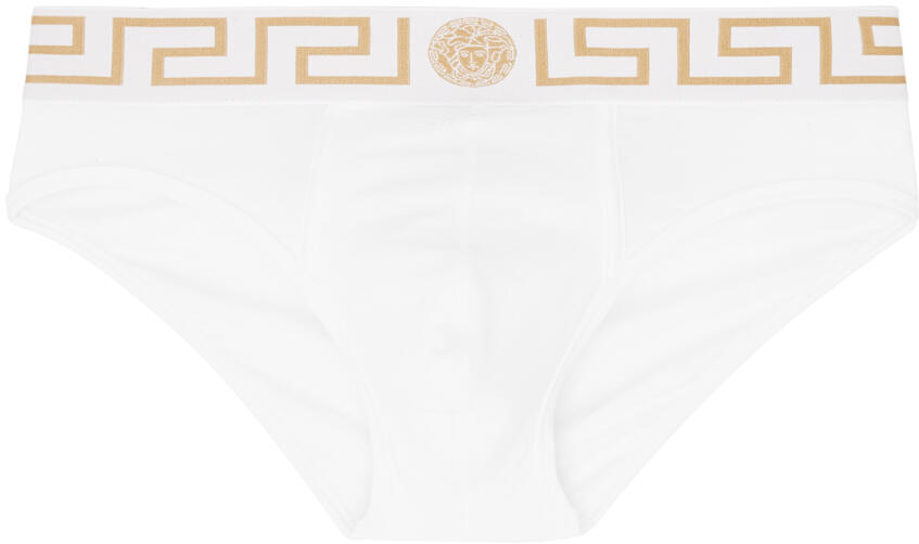 Versace Underwear White Greca Border Briefs Cover