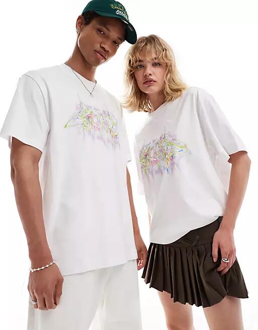 Weekday Unisex oversized t-shirt with dreamland graphic print in white Cover