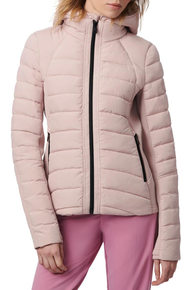 Bernardo Hooded Quilted Water Repellent Jacket in Desert Rose Cover