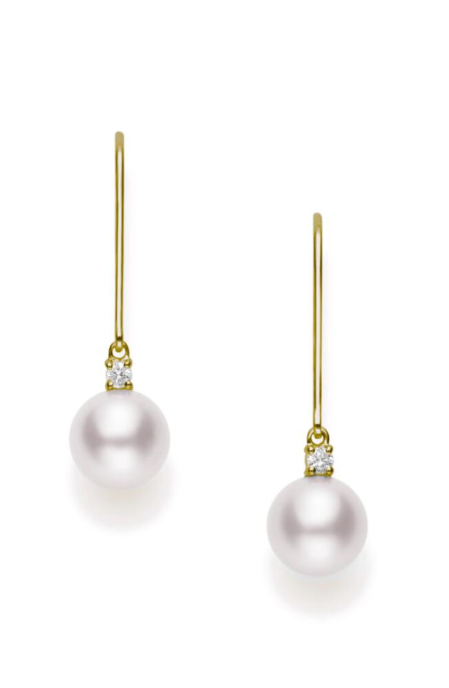 Mikimoto Akoya Pearl & Diamond Linear Earrings in Yellow Gold/Diamond/Pearl Cover