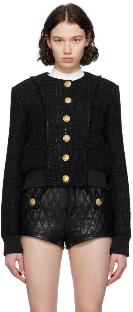 Balmain Black Button Bomber Jacket Cover