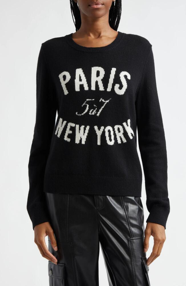 Cinq à Sept Paris New York Wool Blend Graphic Sweater in Black/Ivory Cover