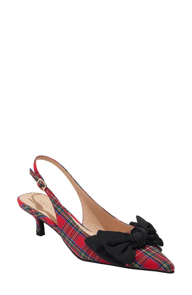 Jack Rogers Debra Pointed Toe Kitten Heel Pump in Red Tartan/Black Cover