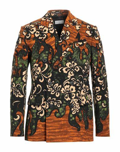 Dries Van Noten Man Blazer Orange Cotton Cover