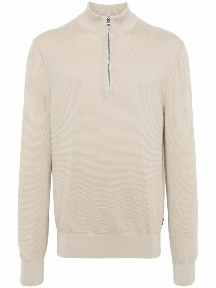 BOSS zip-up cotton jumper - Neutrals Cover