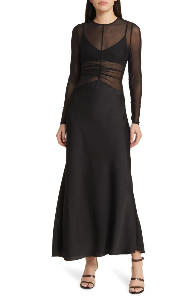 MISHA COLLECTION Ginger Sheer Long Sleeve Mixed Media Gown in Black Cover