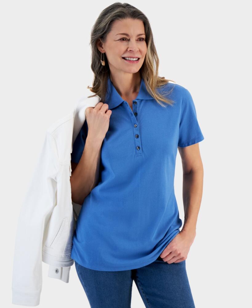 Style & Co Women's Short-Sleeve Cotton Polo Shirt, Created for Macy's - Riverside Cover