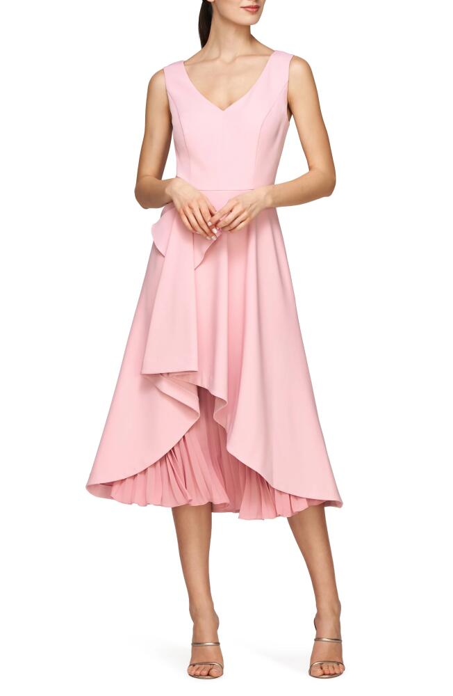 Kay Unger Begonia Crepe & Chiffon Midi A-Line Dress in Pink Mauve Cover