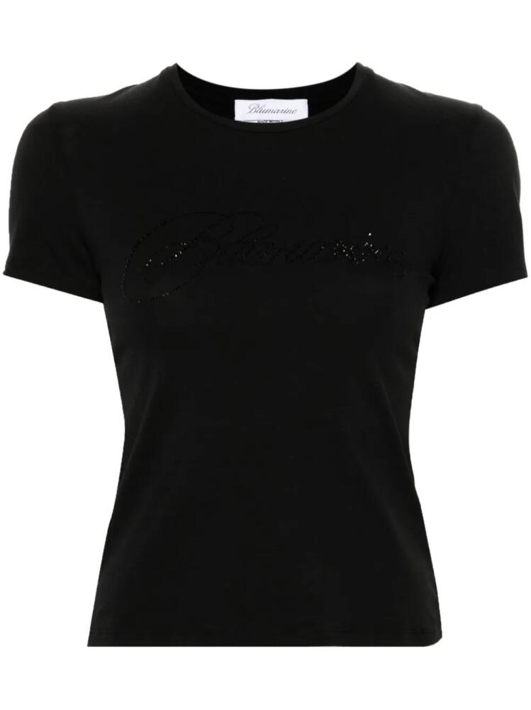 Blumarine rhinestone-logo T-shirt - Black Cover