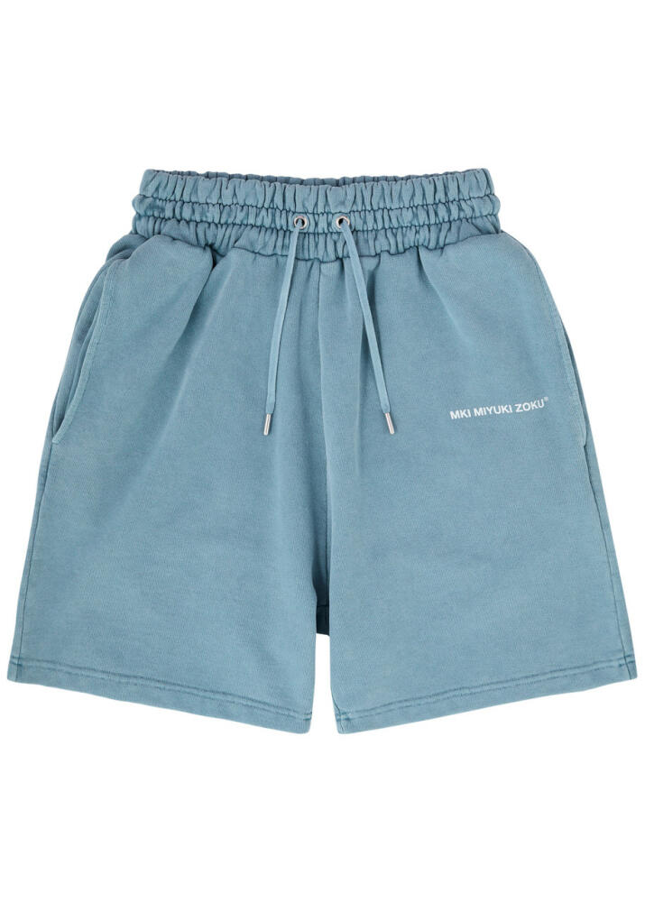 Mki Miyuki Zoku Logo-print Cotton-blend Shorts - Blue Cover