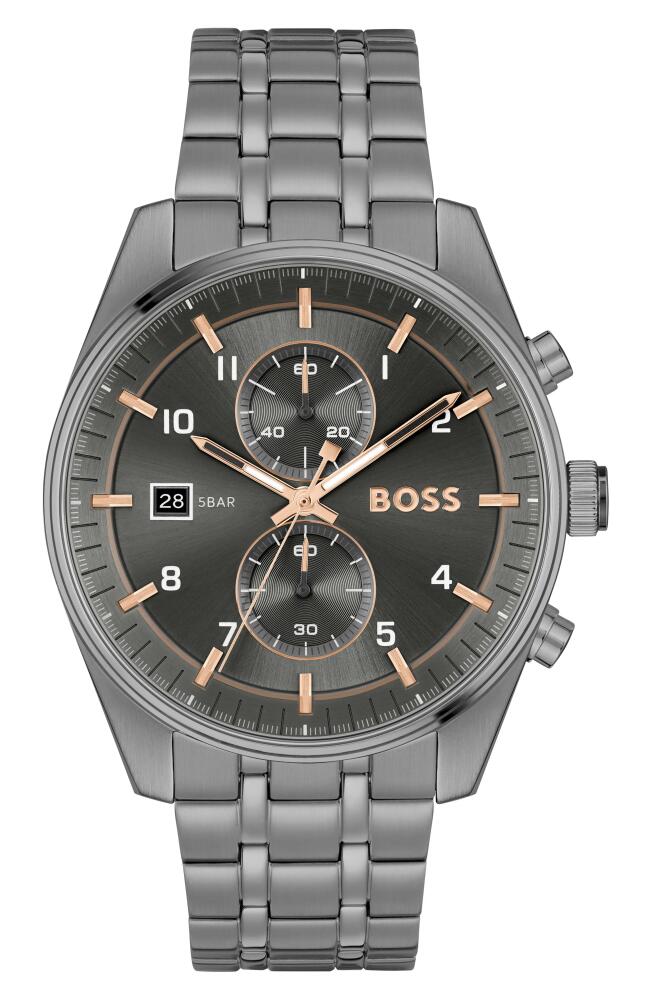 BOSS Skytraveller Chronograph Bracelet Watch, 41mm in Gray Cover