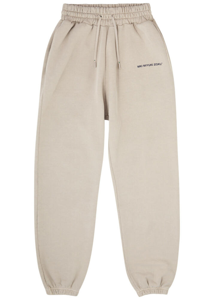 Mki Miyuki Zoku Logo-print Cotton-blend Sweatpants - Beige Cover