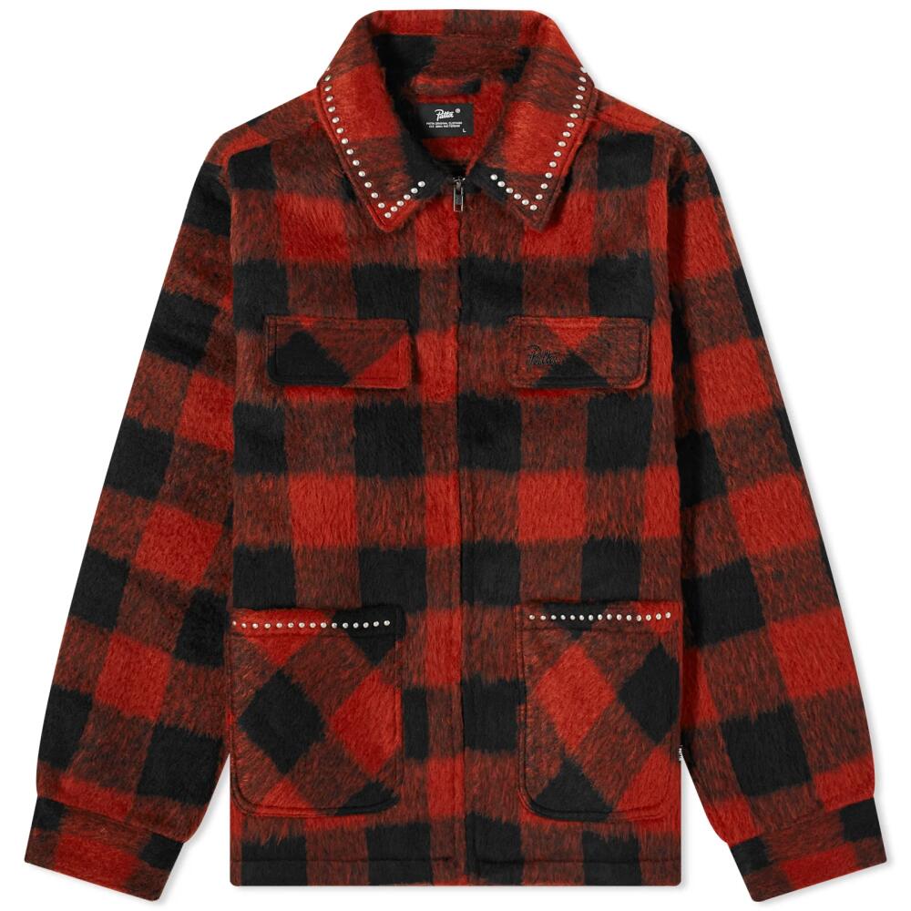 Patta Men's Check Car Coat in Biking Red Cover