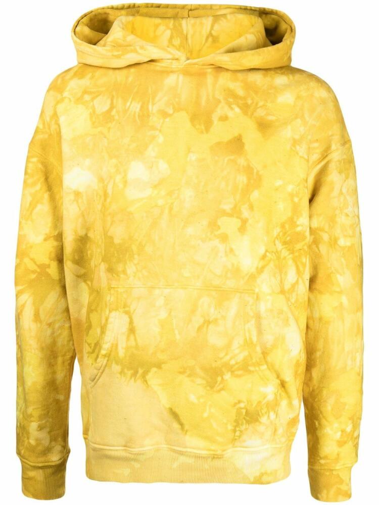 Alchemist tie dye-print cotton hoodie - Yellow Cover