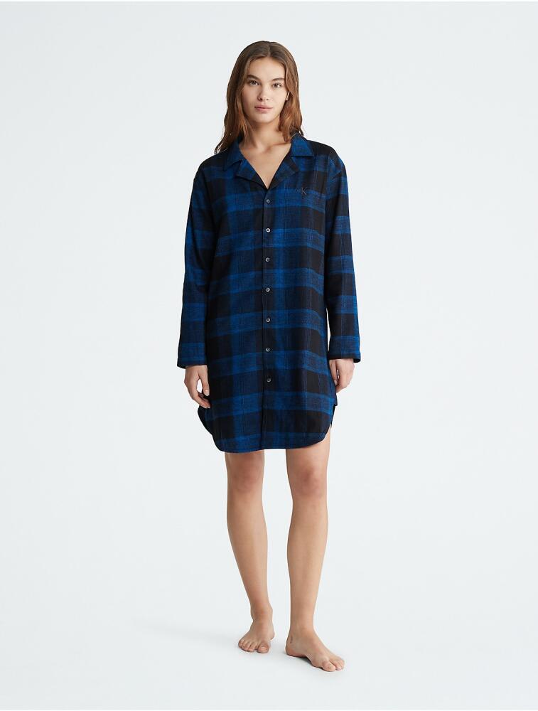 Calvin Klein Women's Pure Flannel Relaxed Button-Down Shirt Dress - Black Cover