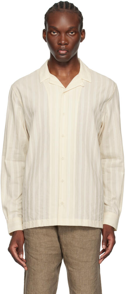 Sunspel Beige Embroidered Stripe Shirt Cover