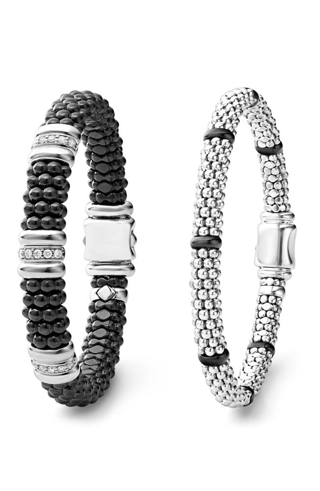 LAGOS Set of 2 Ceramic & Diamond Rope Bracelets in Silver Black Cover