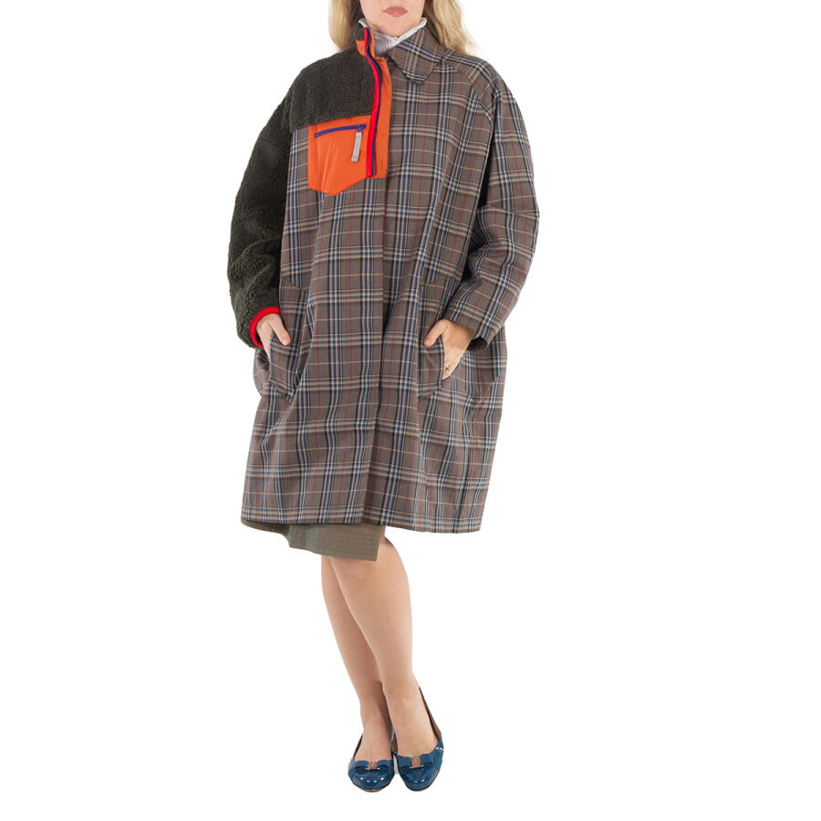 Kolor Ladies Glen Plaid Panelled Single-Breasted Coat Cover