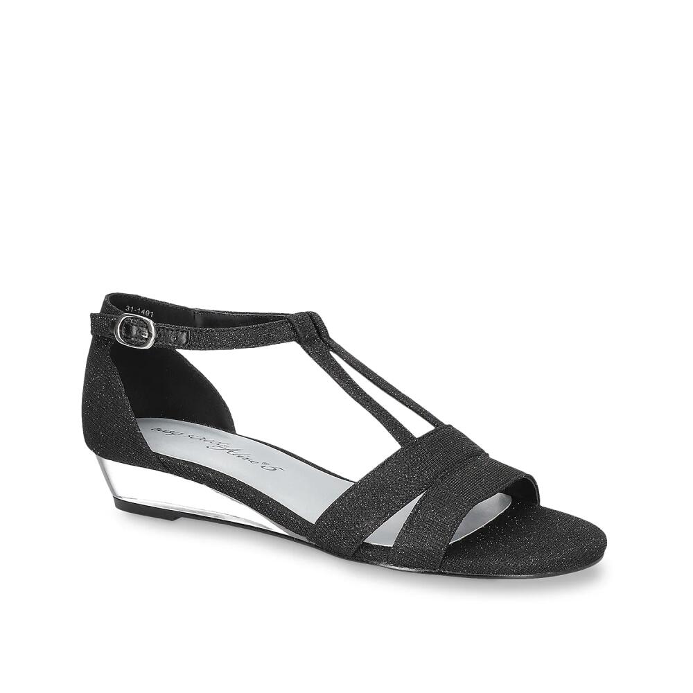 Easy Street Alora Wedge Sandal | Women's | Black Glitter Cover