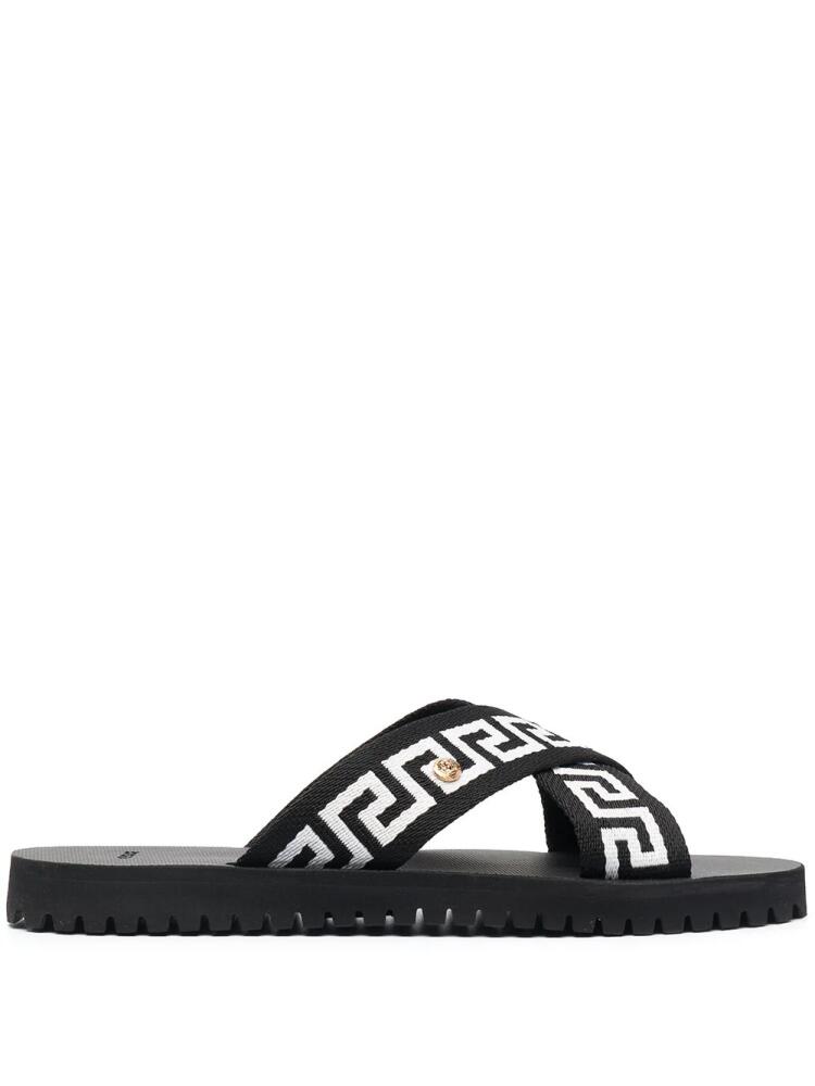 Versace Greca-motif crossover-strap sandals - Black Cover