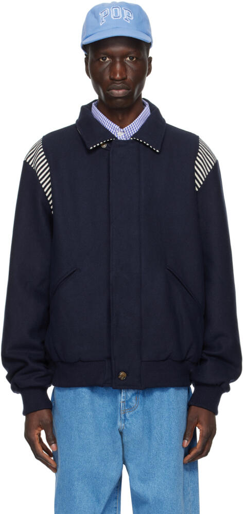 Pop Trading Company Navy Stripe Bomber Jacket Cover