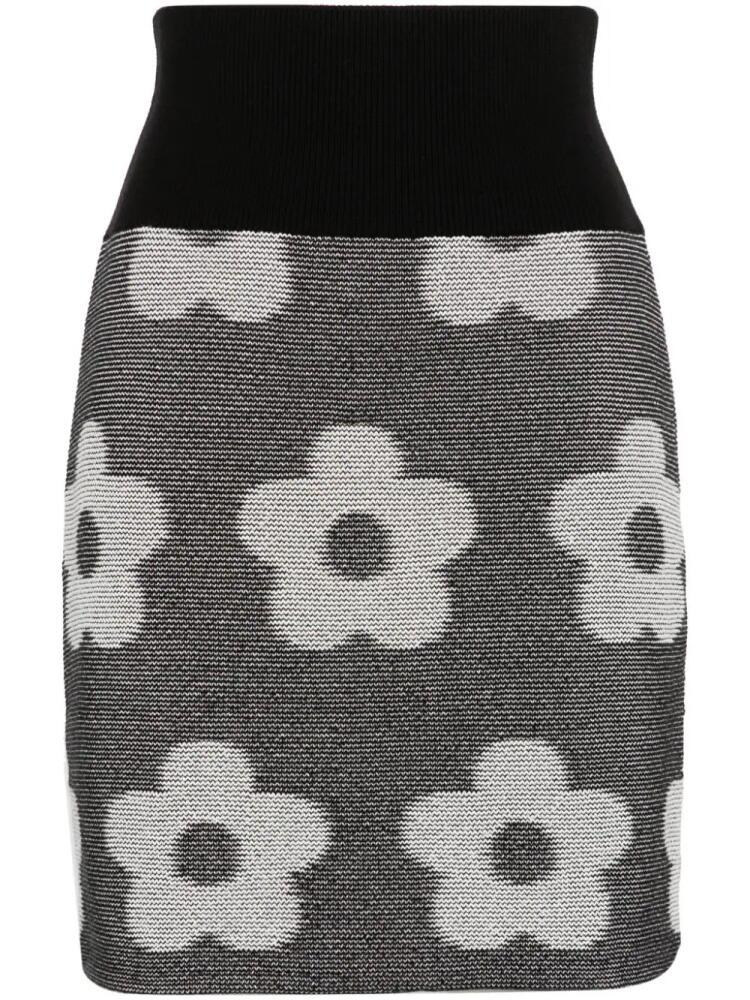 Kenzo jacquard flower-motif skirt - Black Cover