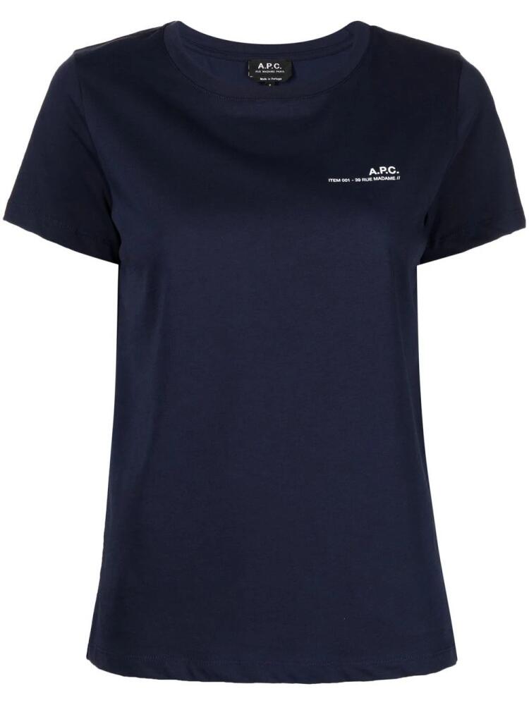 A.P.C. logo crew-neck T-shirt - Blue Cover