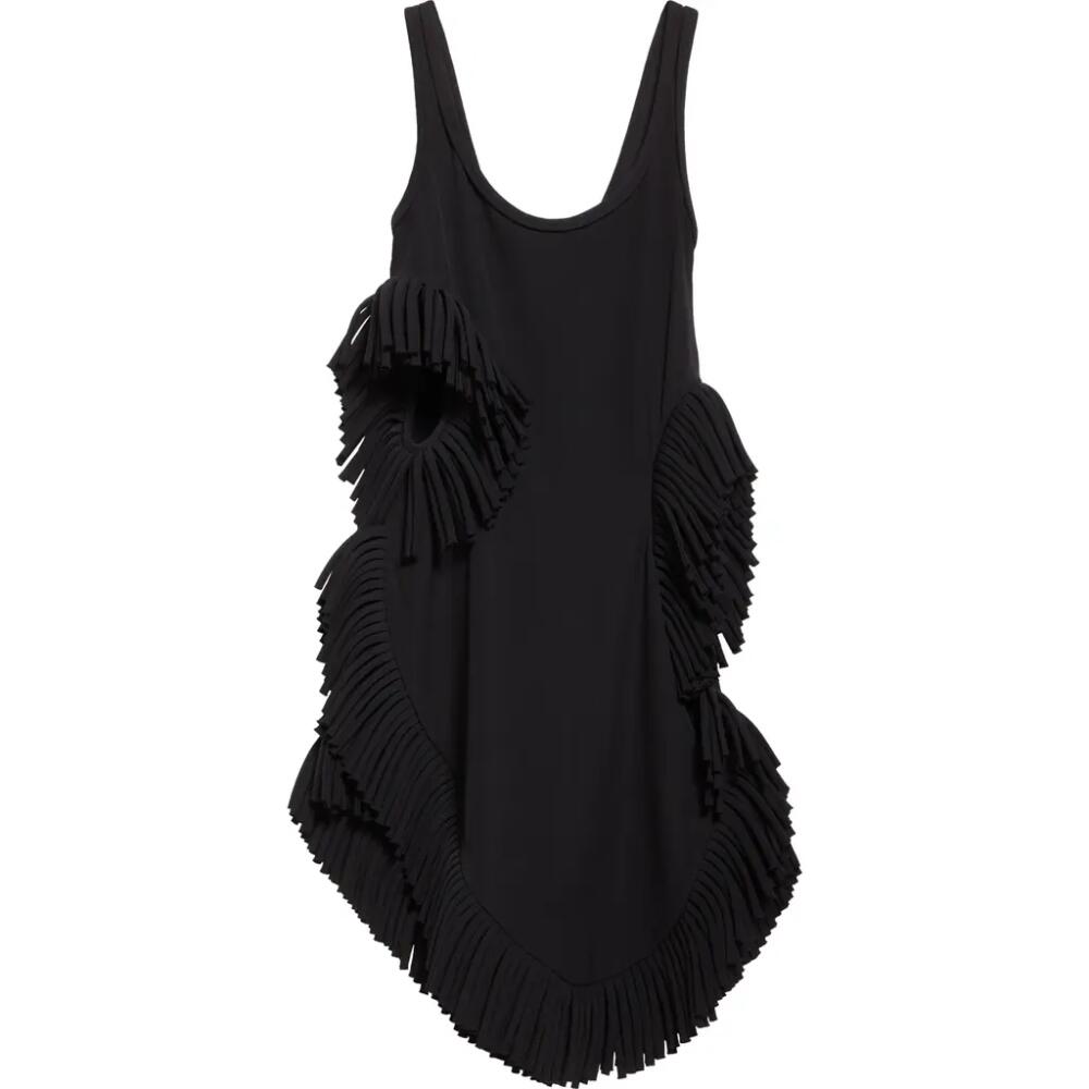 Diotima Scatter Fringe Cutout Wool Midi Dress in Black Cover