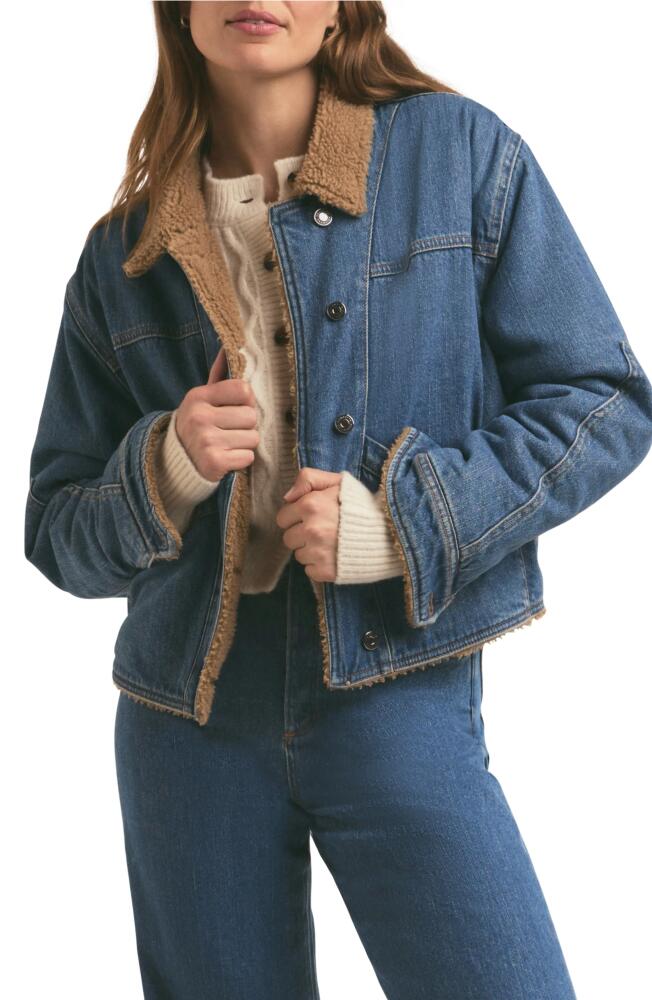 Favorite Daughter The Bridget Denim Trucker Jacket with Faux Shearling Lining in Concord Cover