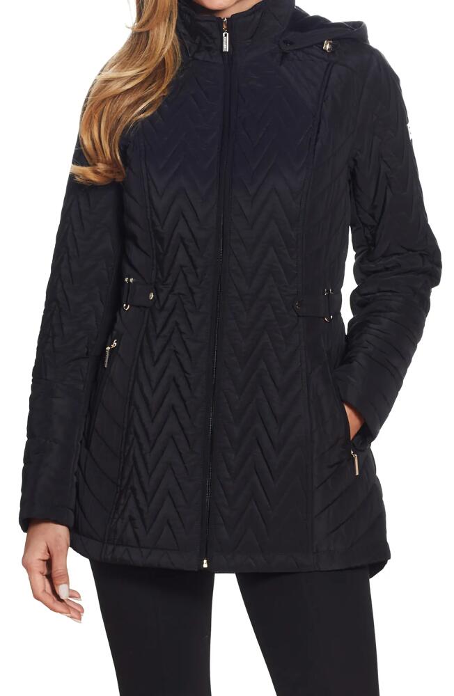 Gallery Hooded Quilted Jacket in Black Cover