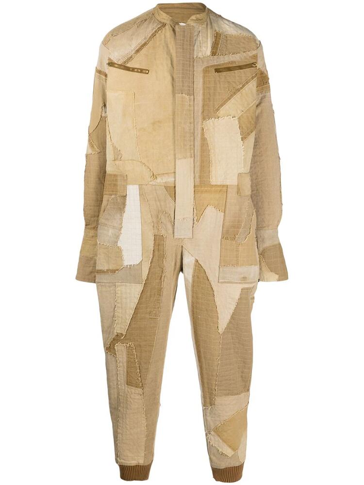 Greg Lauren patchwork-effect jumpsuit - Brown Cover