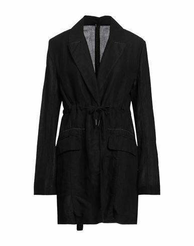 Masnada Woman Overcoat & Trench Coat Black Cotton, Linen, Polyamide Cover