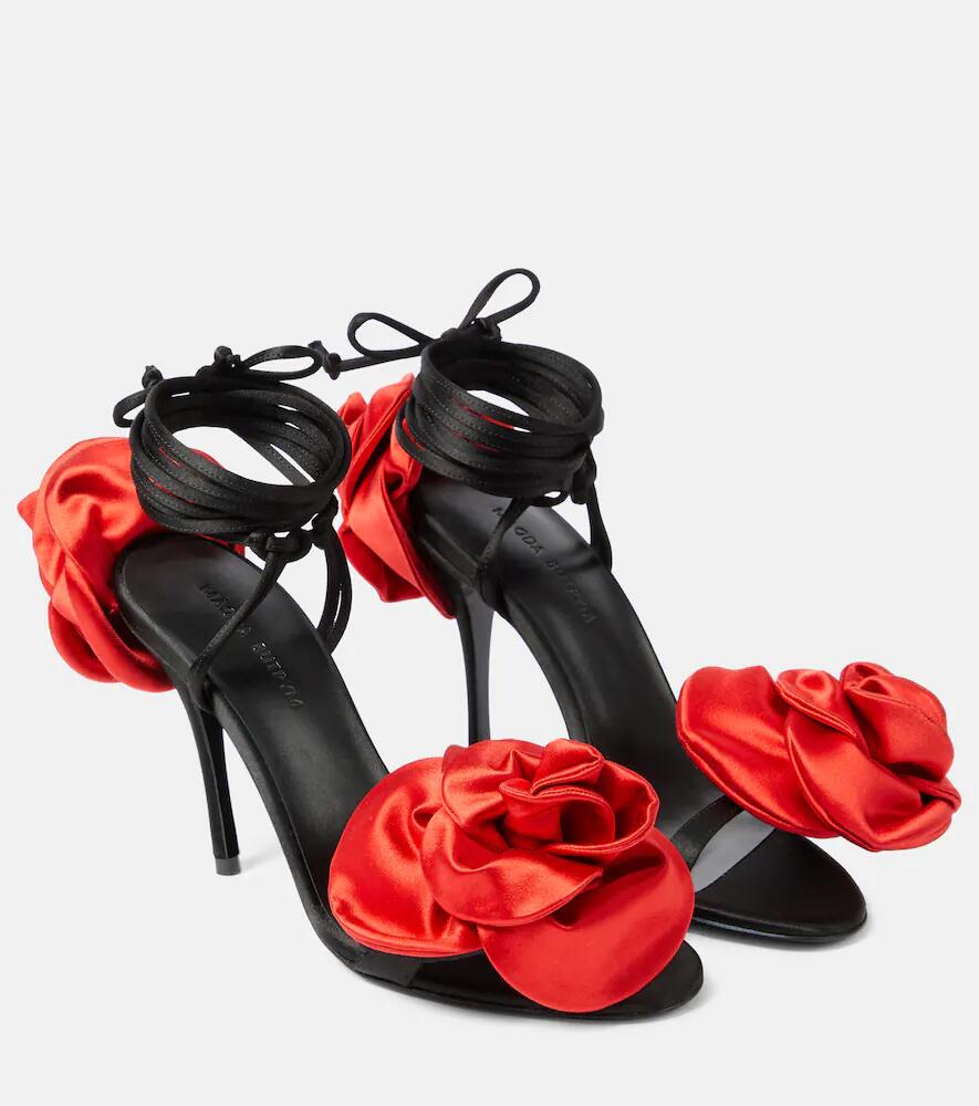 Magda Butrym Floral-appliqué satin slingback sandals Cover