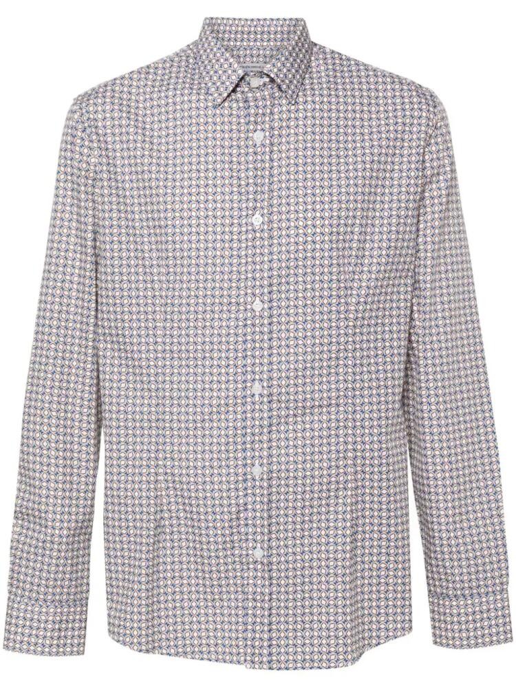 Daniele Alessandrini geometric-pattern cotton shirt - Blue Cover